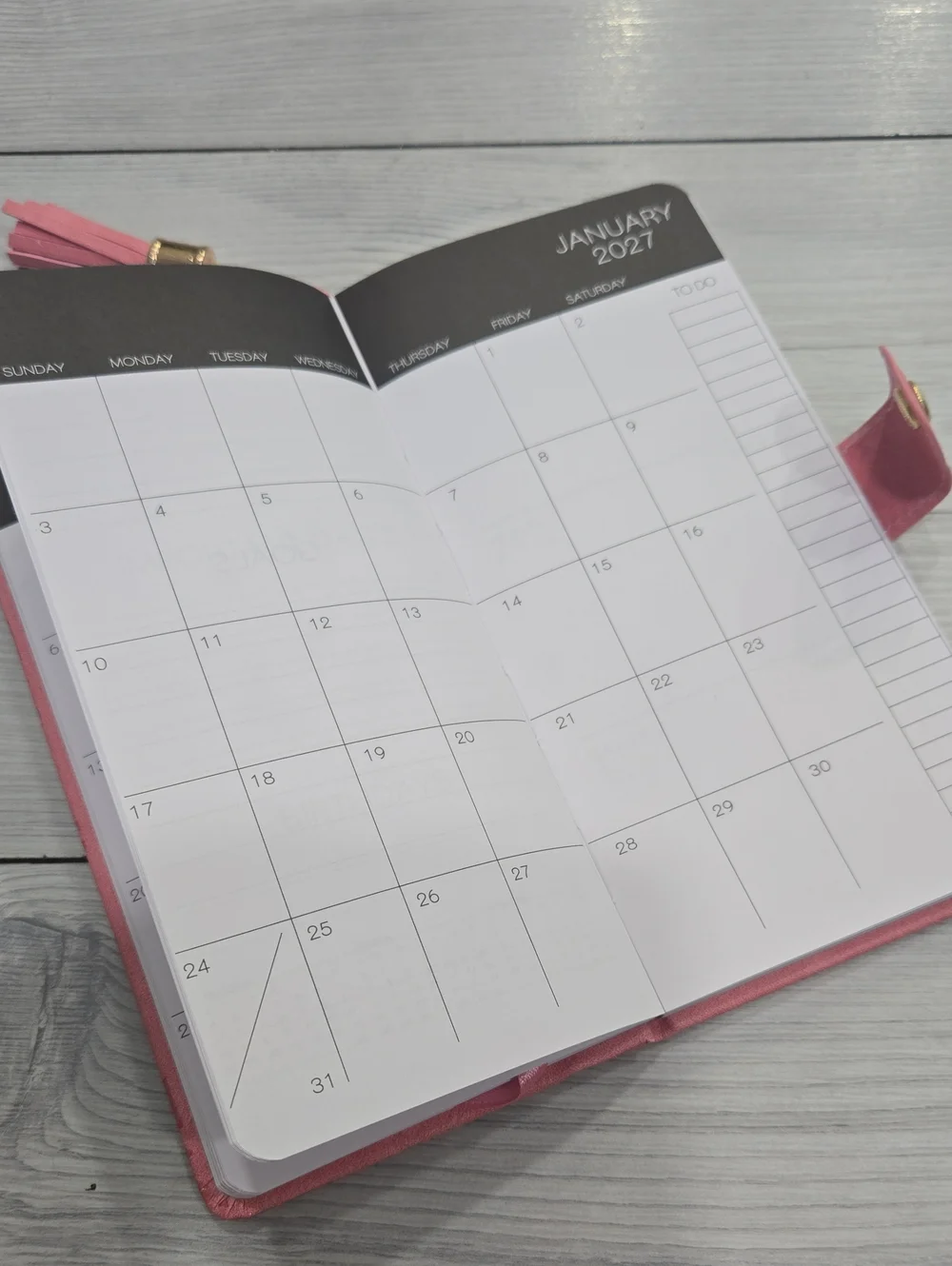 2027 Pink Floral Daily Planner with Tassel